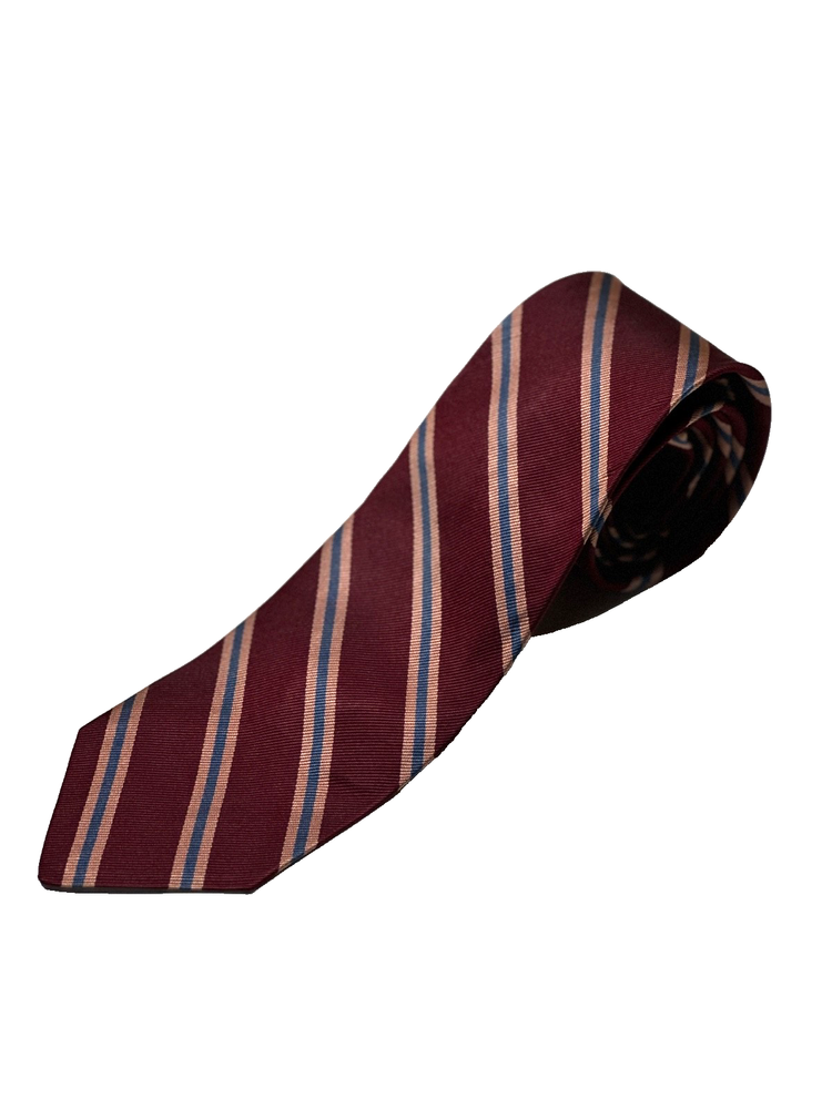 Vintage Brooks Brothers Makers Tie All Silk Striped Red 3.25 x 56 Repp UK Fabric