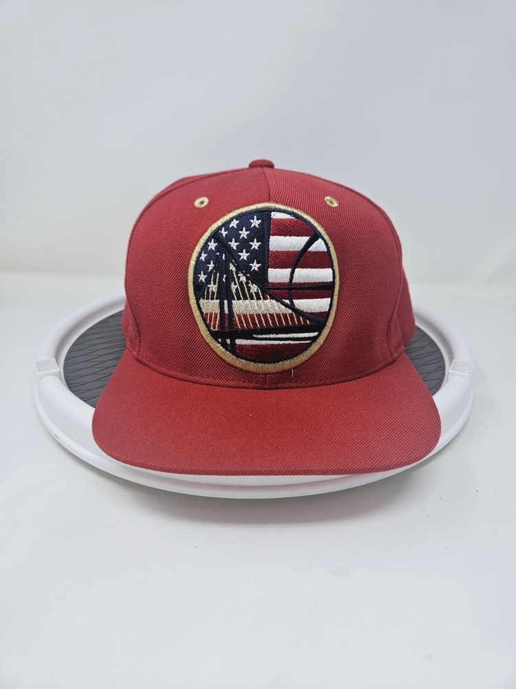 Golden State Warriors Embroided American Flag Logo Snapback Hat Used Condition