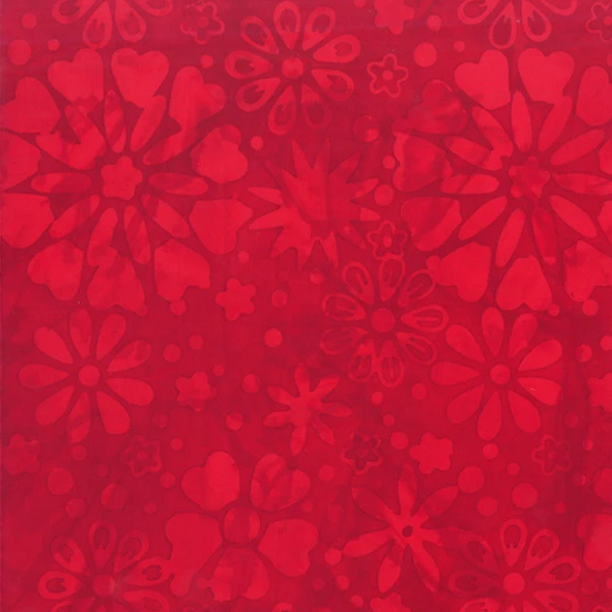 Batik Fabric Dream Red Flower Bloom Per Yard