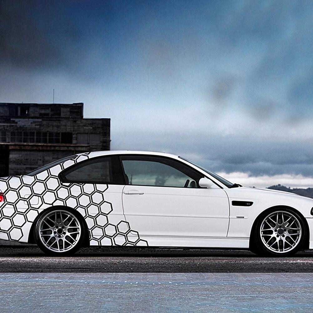 Car Waist Line Sticker Trim Decal Modification Honeycomb Hexagon Pattern Vinyl