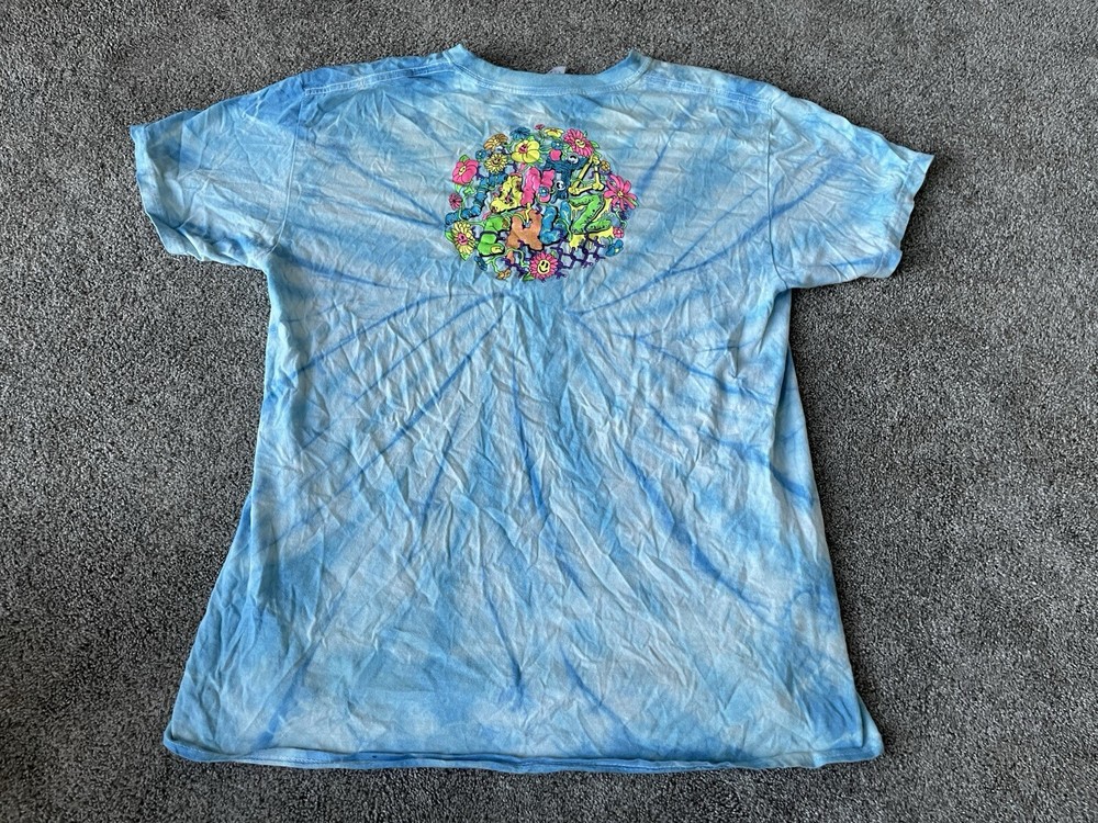 Santa Cruz Shirt Mens Large Blue Tie Dye Flower Acid Drug Trip Logo Skate Skater
