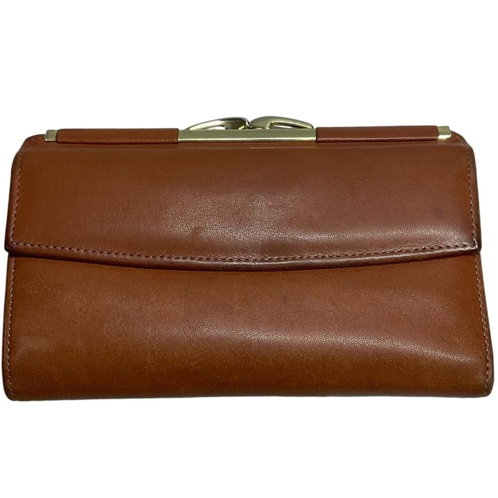 Scully Tobacco Brown Genuine Leather Wallet with Gold Kiss Lock Closure