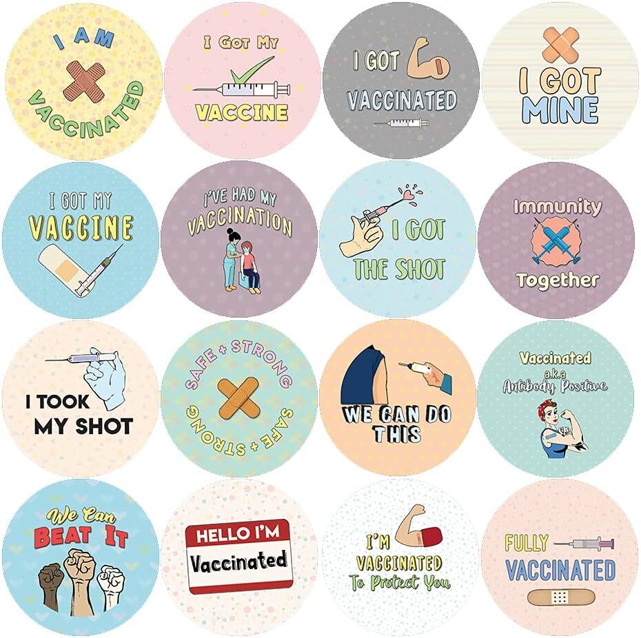 I Am Vaccinated Stickers (5 Sets X 16 Designs)