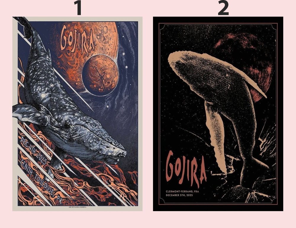 Gojira December 2025 France Tour Whale Art Concert Poster