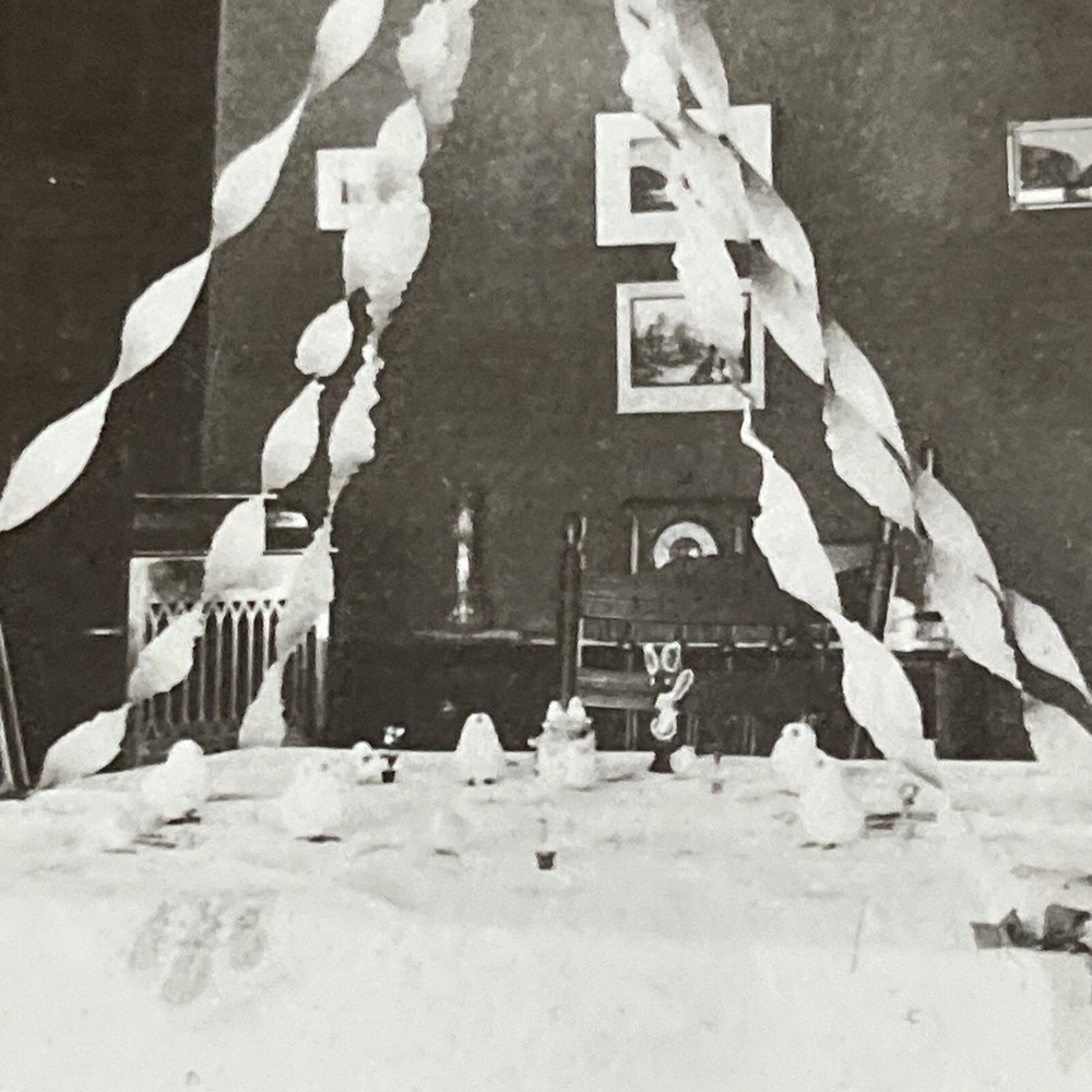 Antique Photograph Easter Rabbits & Chicks Fancy Dinner Table Circa 1920s - D1