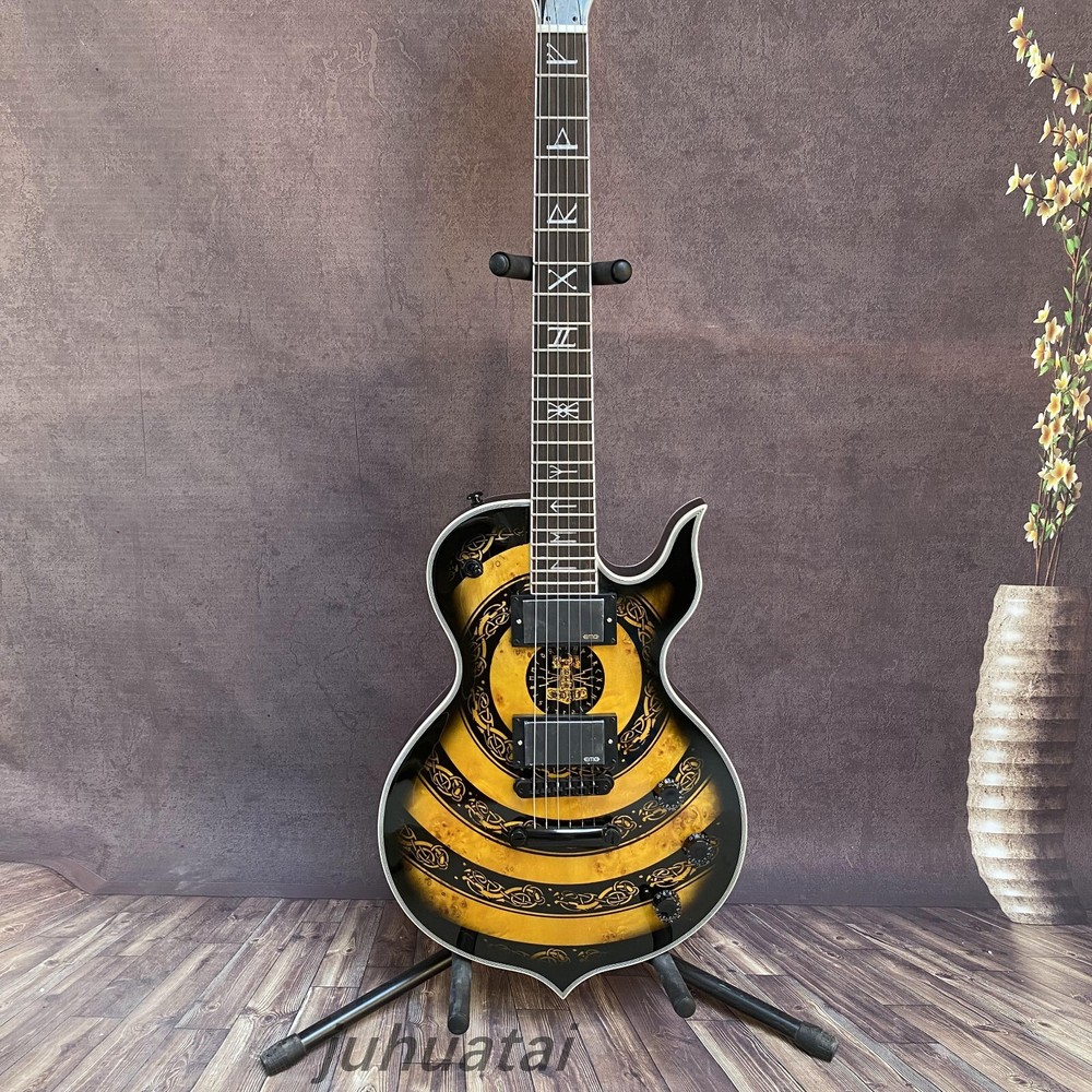 Custom electric guitar black coil pattern EMG pickup tune-o-matic Bridge