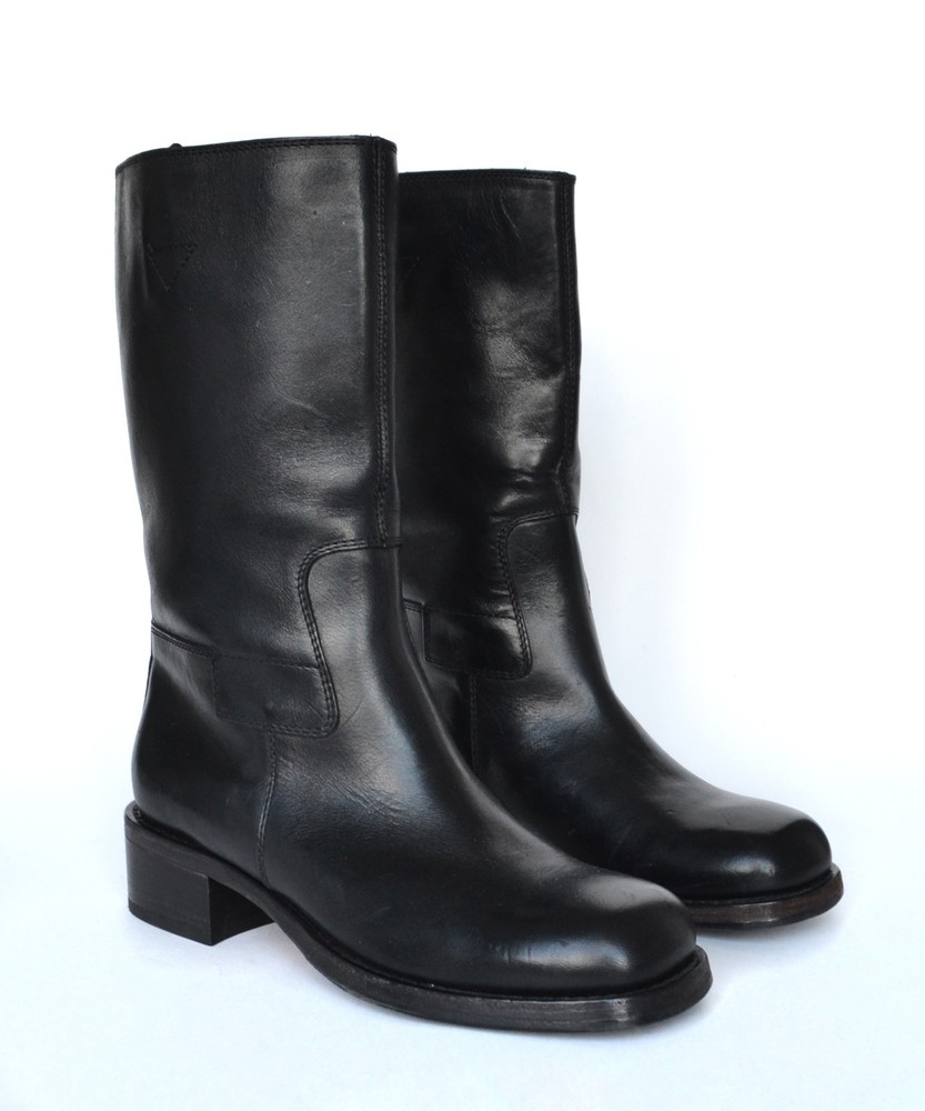 Womens MIU MIU Boots Black Leather Peco Chelsea Shoes Combat Size 36 by PRADA