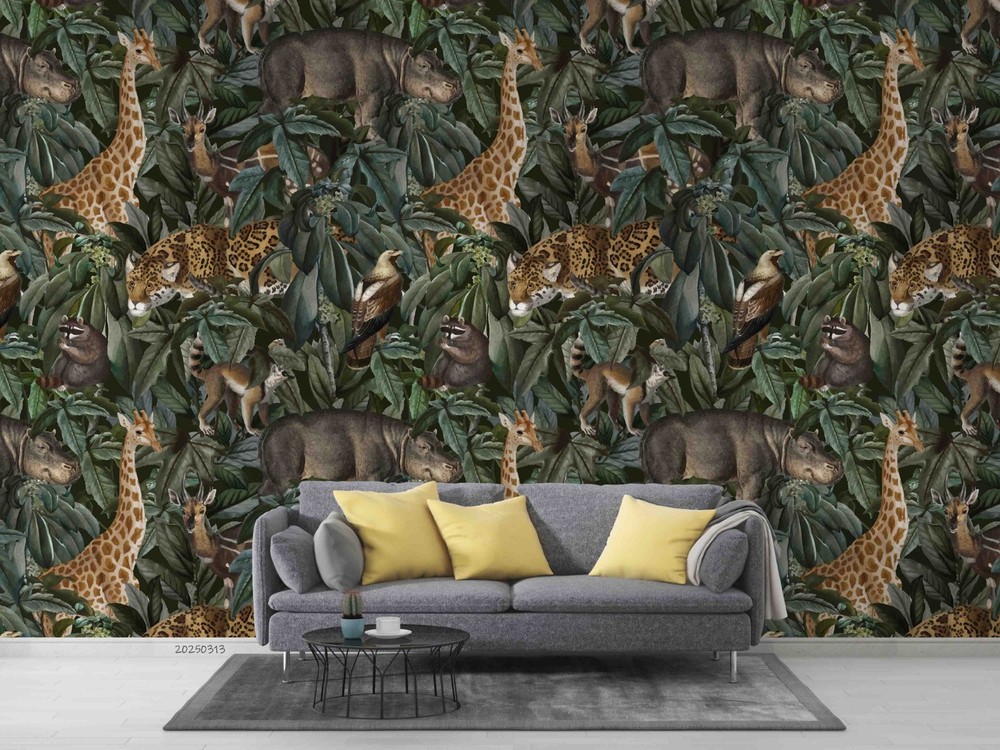 3D Animal Plants Watercolor Pattern Wall Murals Wallpaper Murals Wall Sticker