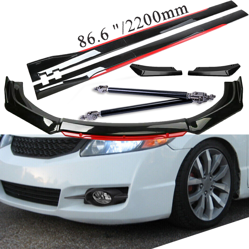 For 09-11 Honda Civic Coupe Front Bumper Lip Spoiler Splitter /Side /Skirt Body