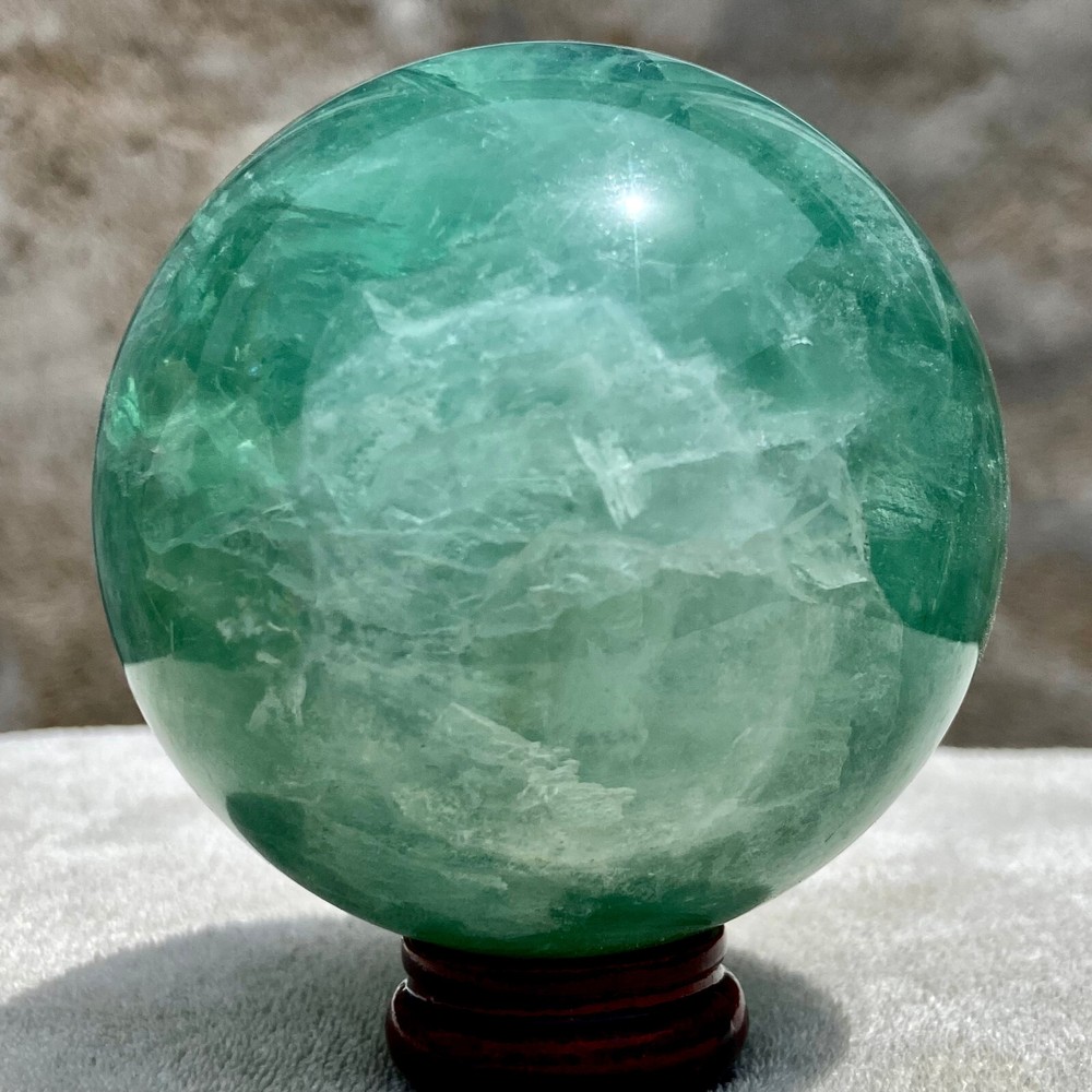 2LB Natural Green Fluorite Crystal Sphere for Reiki Energy Healing