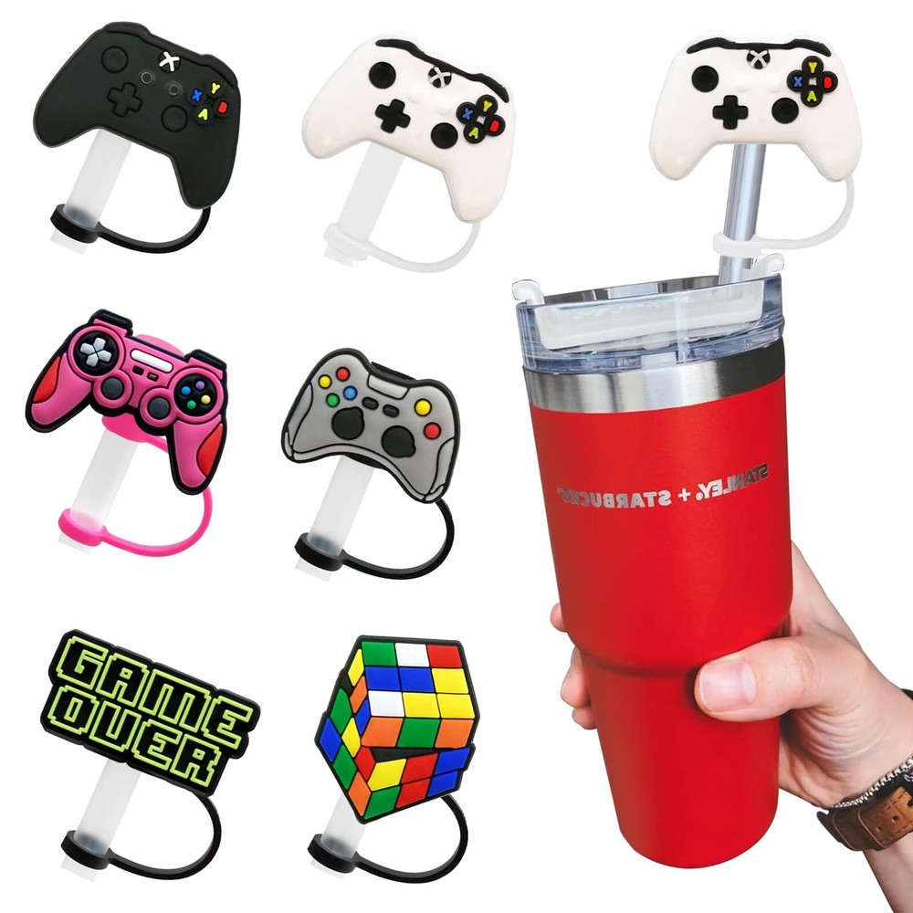 Stanley Straw TopperFall Straws Toppers for Cups 40 Oz Cute10mm 6pcs Silicone...