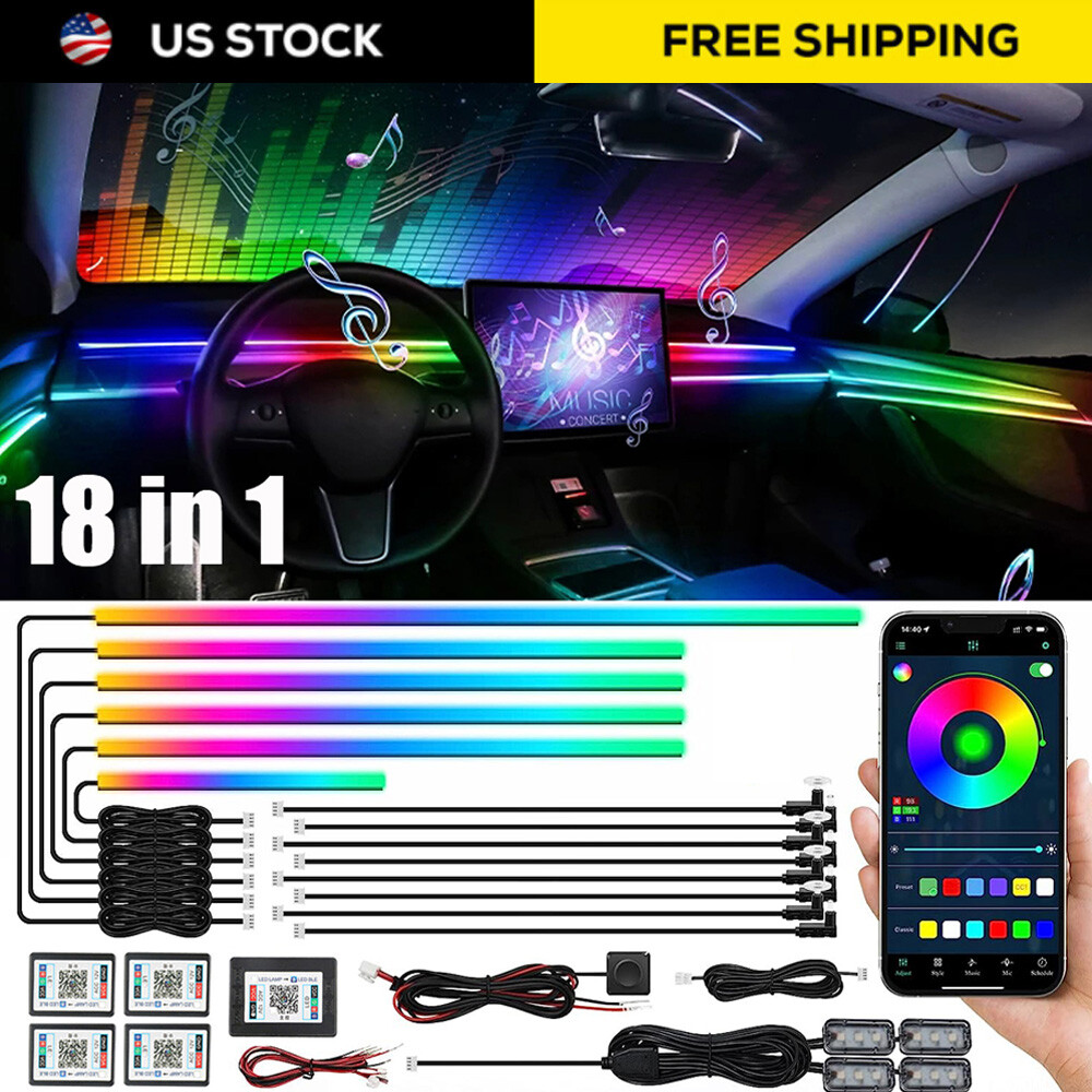 18 in 1 Dreamcolor LED Bead Symphony Car Interior  Ambient Lighting Fiber Optic