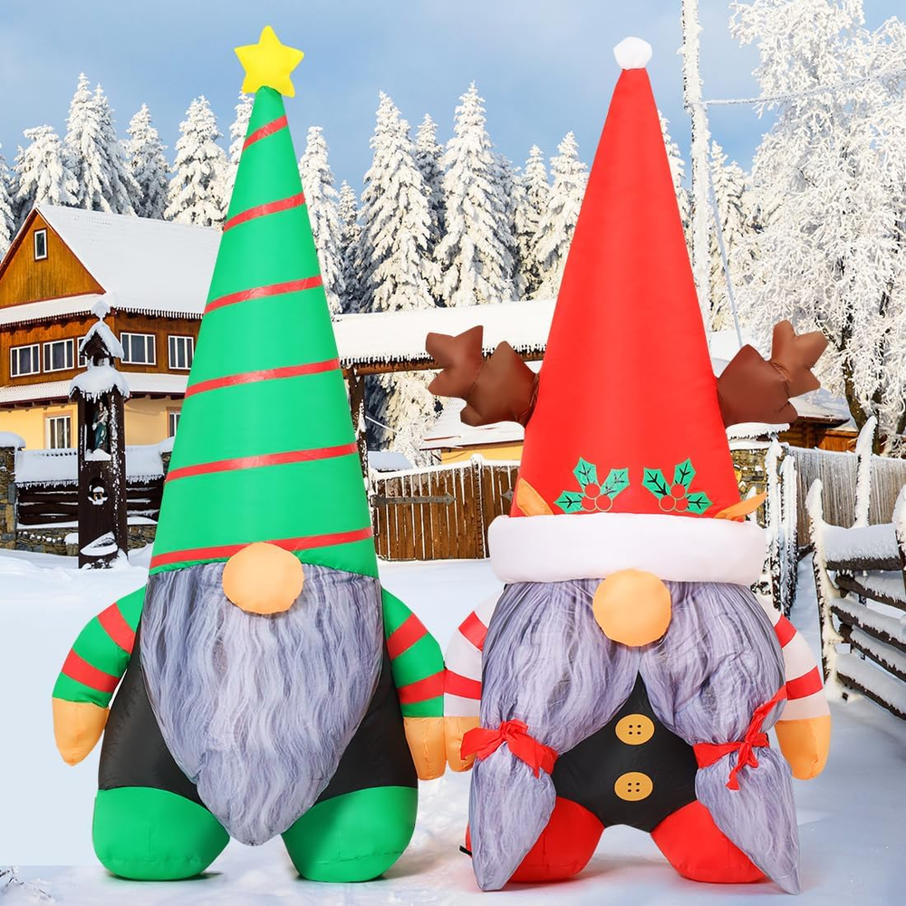 5.4 FT Christmas Inflatables Gnome Outdoor Decoration Blow up Yard with Built-In