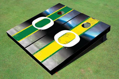 University of Oregon Field Long Stripe Alternating Themed Cornhole Boards