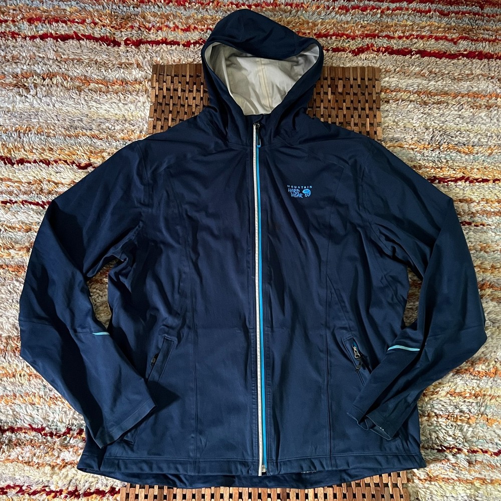 Mountain Hardwear DryQ Full Zip Shell Hoodie Blue Men's Size XL