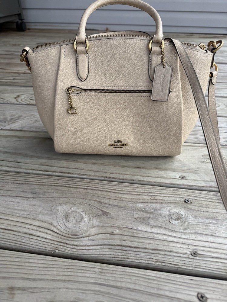 Coach Elise Leather Pebble Satchel Crossbody-Ivory