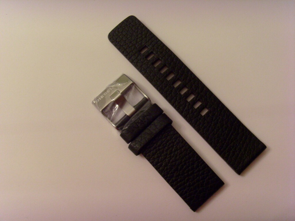 Correa de reloj DIESEL de cuero de repuesto original DZ1677 negra 24 mm