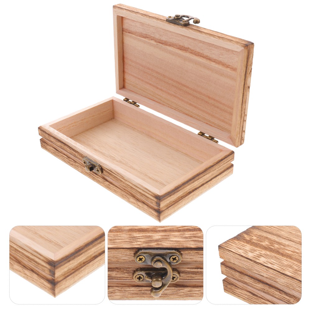 Wooden Keepsake Storage Box with Lid for Baby Mementos