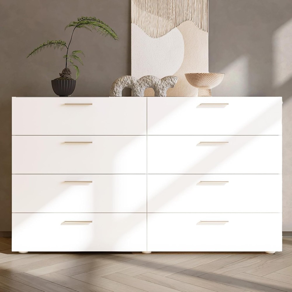 White 8-Drawer Dresser for Bedroom Nursery or Kids Room Storage