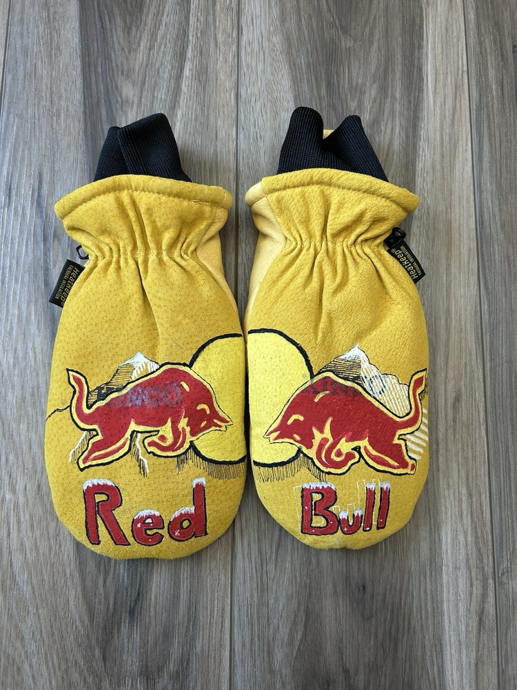 Red Bull Men's Yellow Red Black Wrist Mittens Graphic Print Outdoor