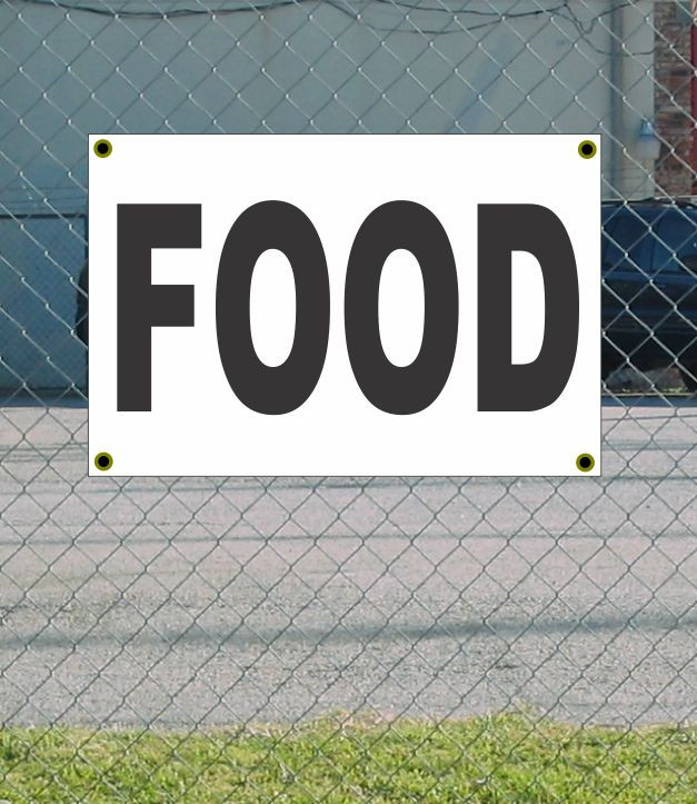 2x3 Food Banner Sign Black & White Discount Size Free Shipping