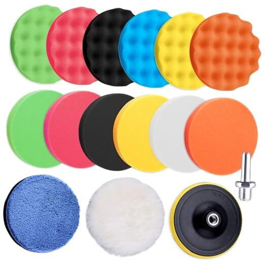 16 Pieces Buffing Pads 6 Inch Car Polishing Pad Kit Foam Polish Pads Wax