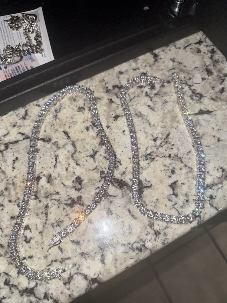 White gold plated 7MM 18-inch and 16-inch tennis chain necklace