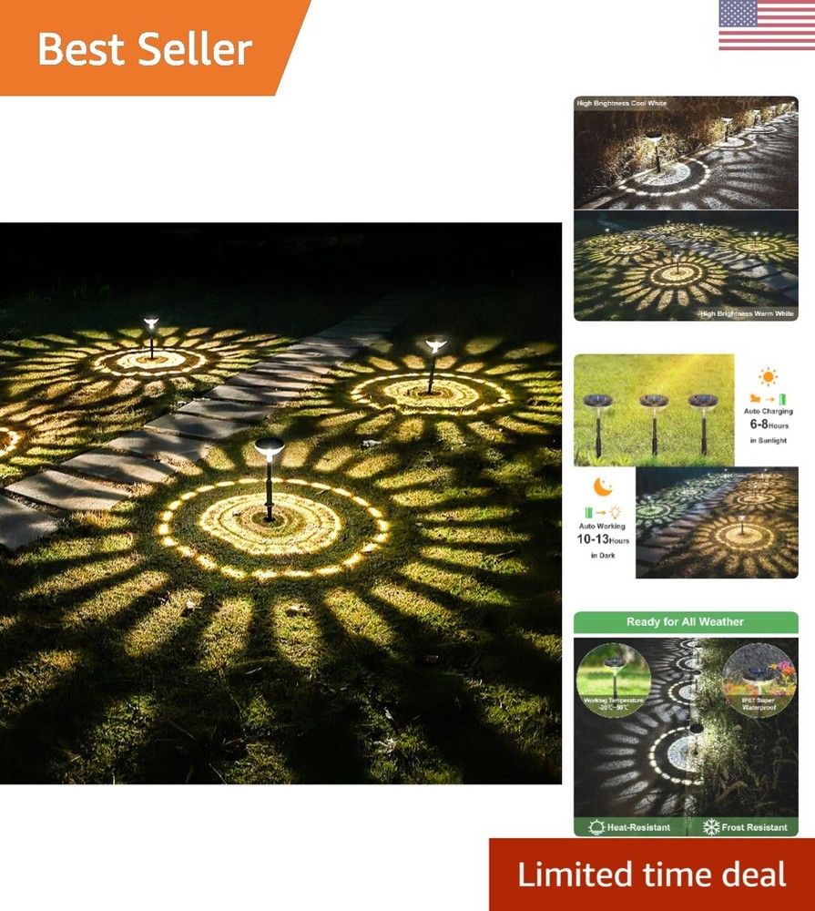 Bright Solar Pathway Lights 8 Pack,Warm White+Cool White LED Outdoor IP67 Wat...