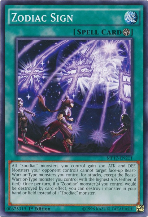 Zodiac Sign MP17-EN211 Common 1st Edition Moderately Played