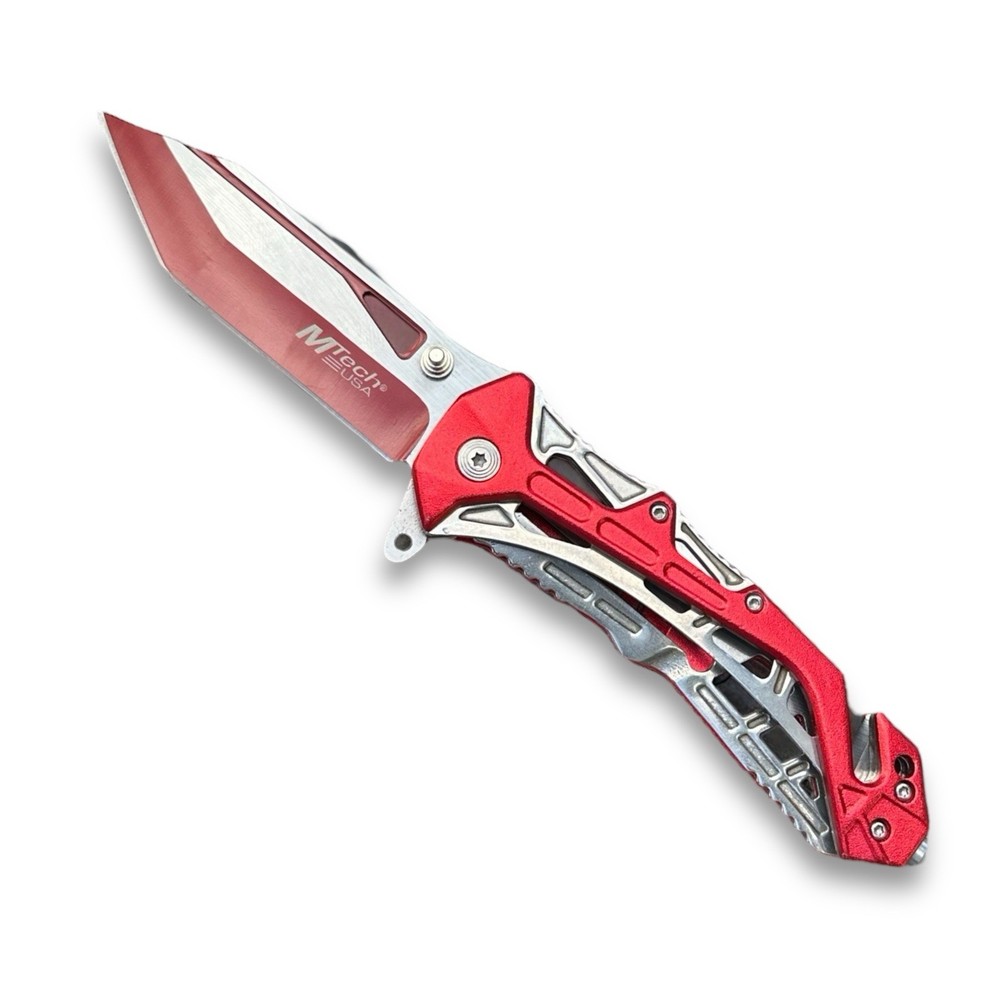 MTech Tanto Blade red and Silver Quality new EDC Spring Assisted Knife Blade