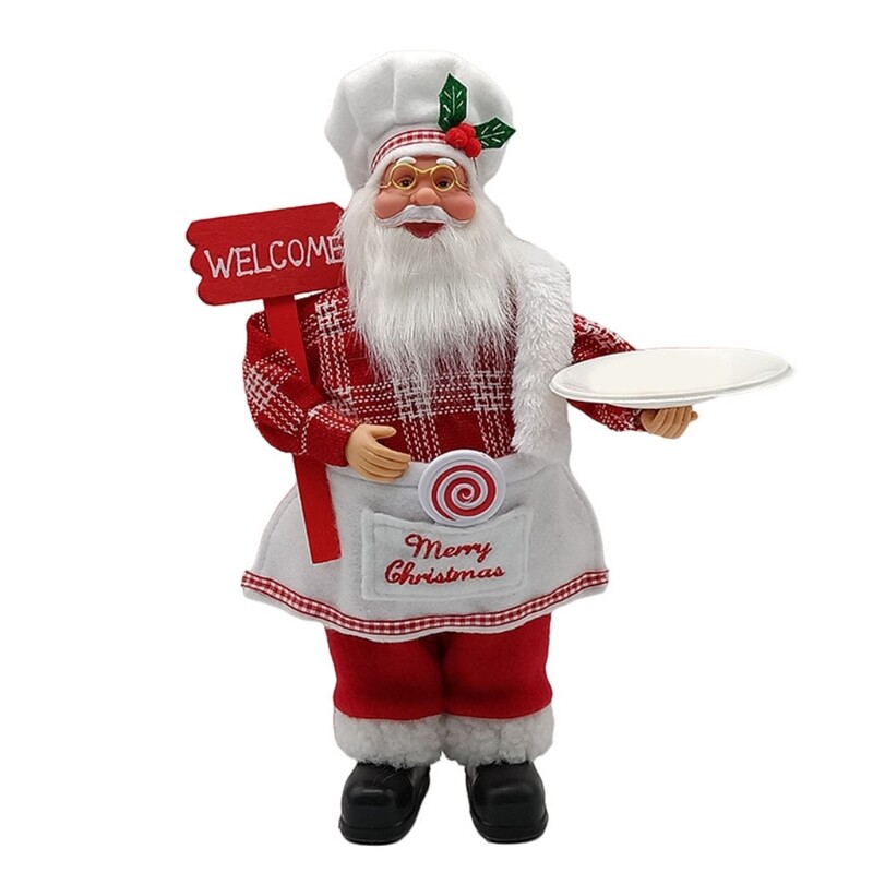 12 Chef Santa Figurines Merry Christmas Figure Decorations Table Decor