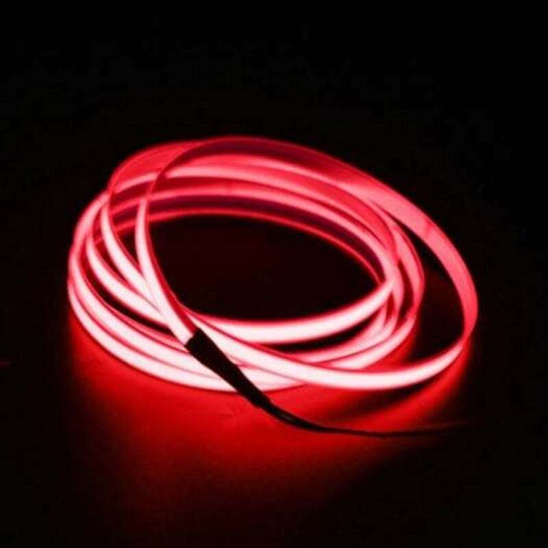 2M Dc 12V Red El Led Neon Cold Strip Light Car Charger String Lights