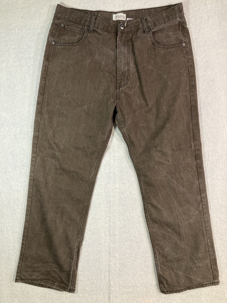 Members Property mens Jeans 42W 34L Brown jean wide leg Y2K baggy skate-image