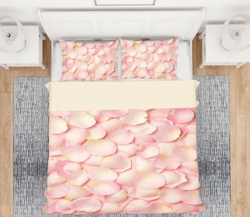 3D Pink Petals ZHUA729 Bed Pillowcases Quilt Duvet Cover Set Queen King Amy