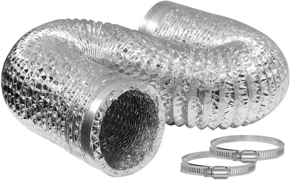 4 Inch 25 Feet Aluminum Flexible Dryer Vent Hose Air Ducting Non-Insulated with