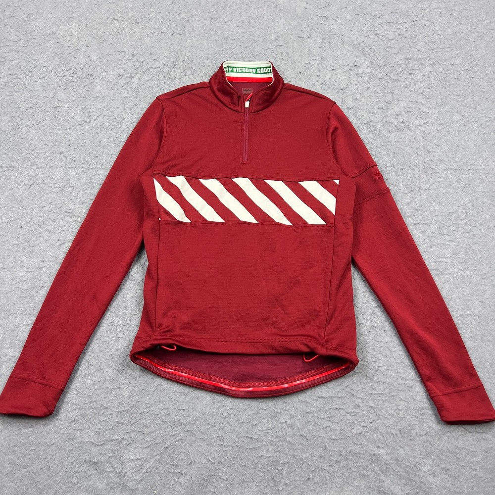 Rapha Davis Phinney Connie Carpenter Jersey Medium Red Wool 1/4 Zip Long Sleeve