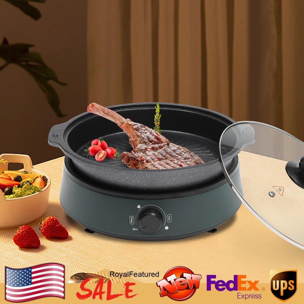 4.2QT Split Electric Hot Pot Nonstick Multi-Cooker for Frying Soup Stew