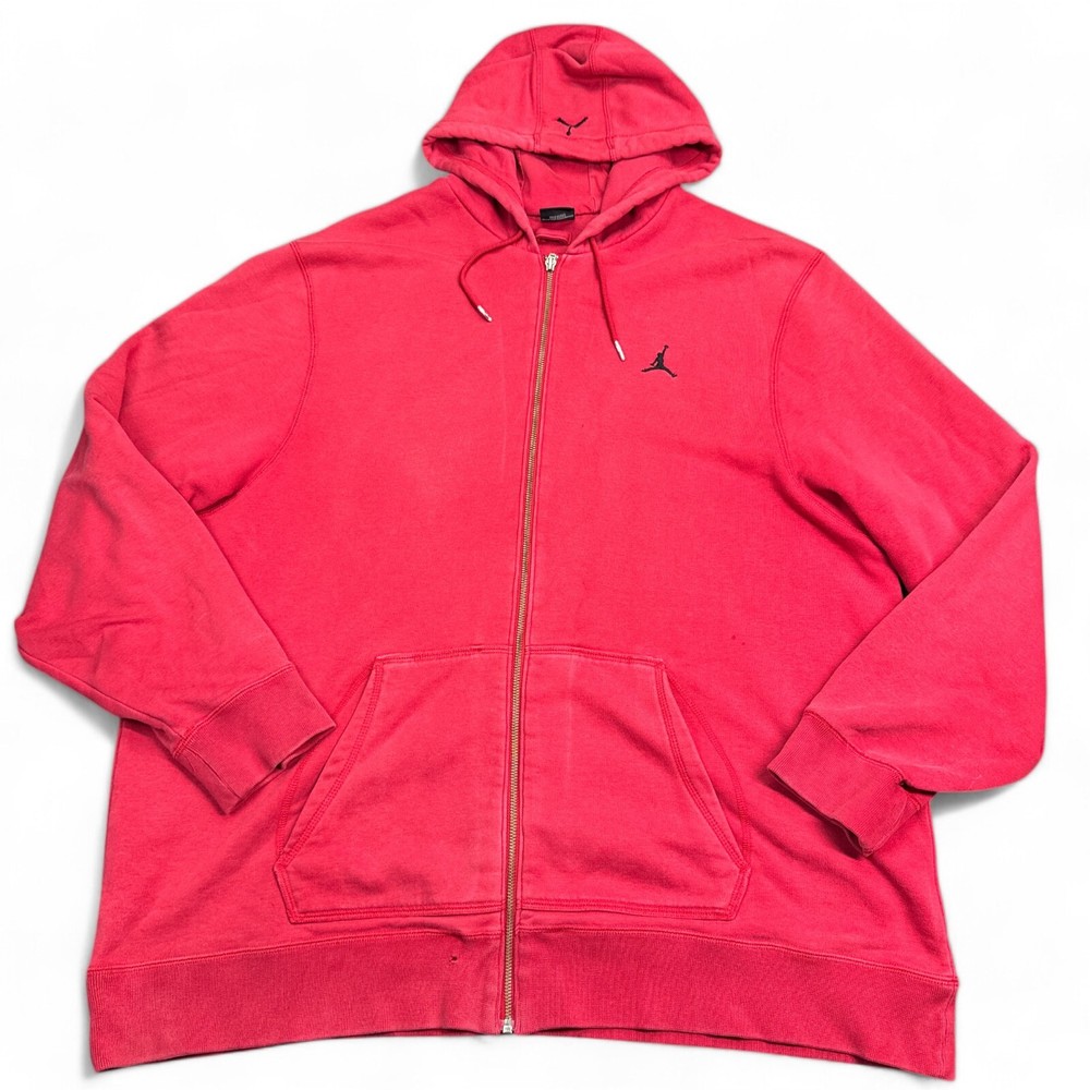 Nike Air Jordan Fleece Hoodie Mens Size 2XL XXL Red Full Zip Jumpman Embroidered