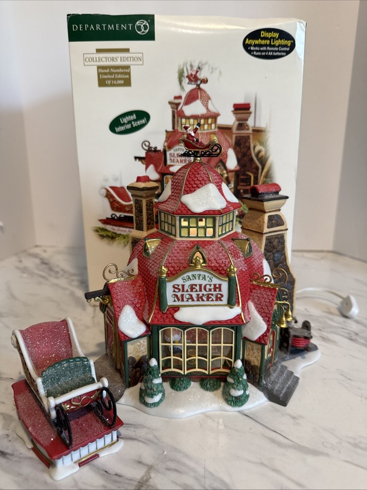 Dept 56 North Pole Series Santa's Sleigh Maker Ser Of 2 #56950 Limited Ed w/Box