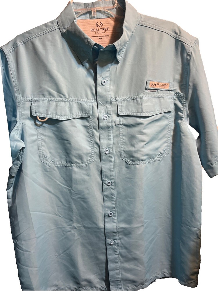 Realtree Camo Men’s Medium Blue Vented SS Fishing Hiking Shirt