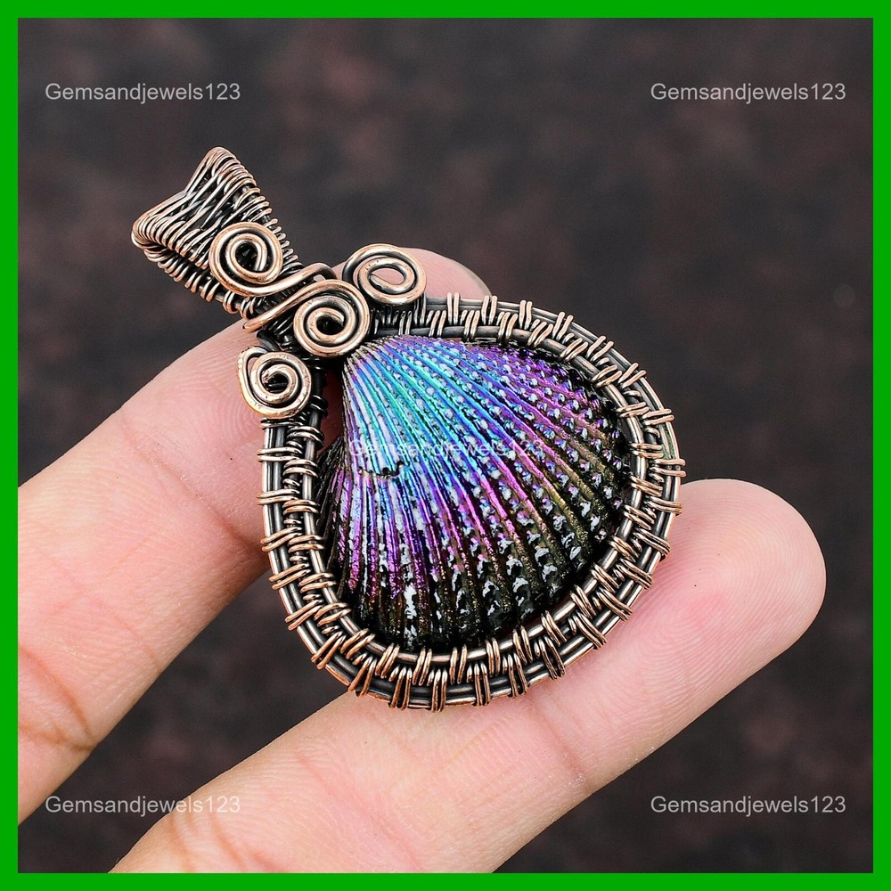 Mother's Day Copper Titanium Gemstone Wire-Wrapped Pendant Gift for Wife  -image