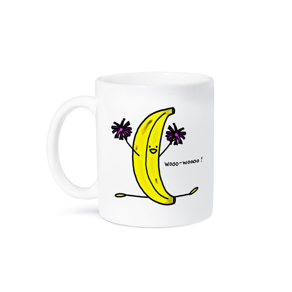 3dRose Cheering Banana Cartoon Design Coffee Mug