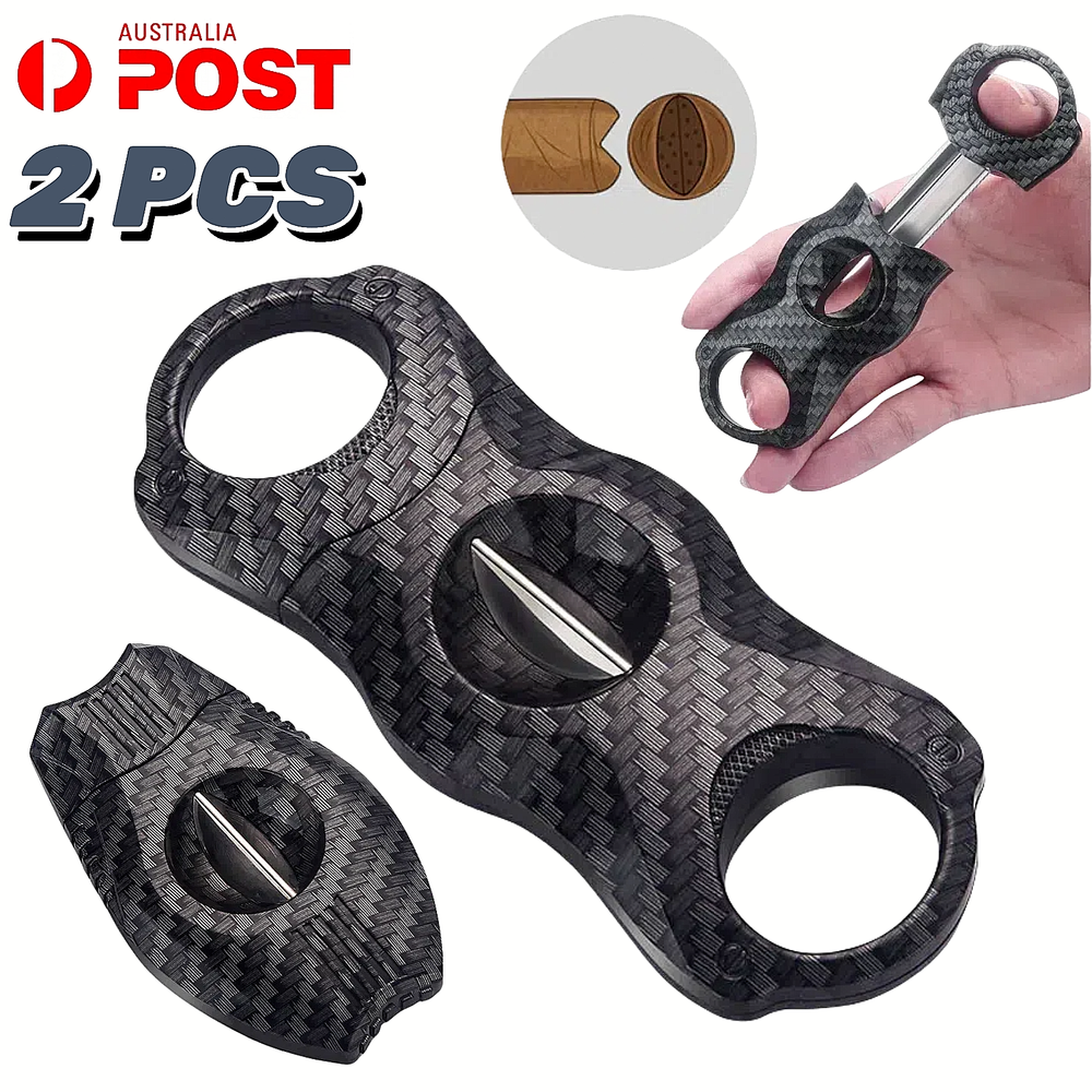 2PCS Stainless Steel Double Blade Cigar Cutter Scissors Tobacco Tool AU