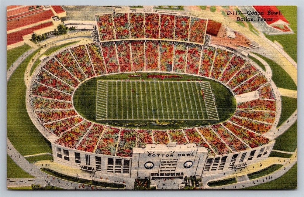 Cotton Bowl Stadium Full Aerial View Dallas Texas Postcard K24