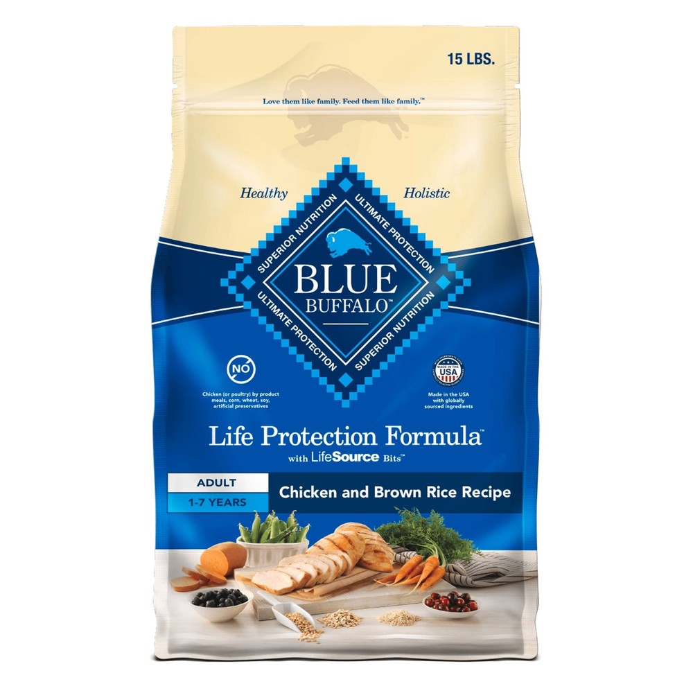 Blue Buffalo Life Protection Formula Adult Dry Dog Food,Chicken&Brown Rice,15lbs