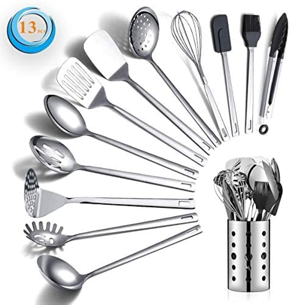 Stainless Steel Cooking Utensils Set, Berglander 13 Pieces Kitchen Utensils S...