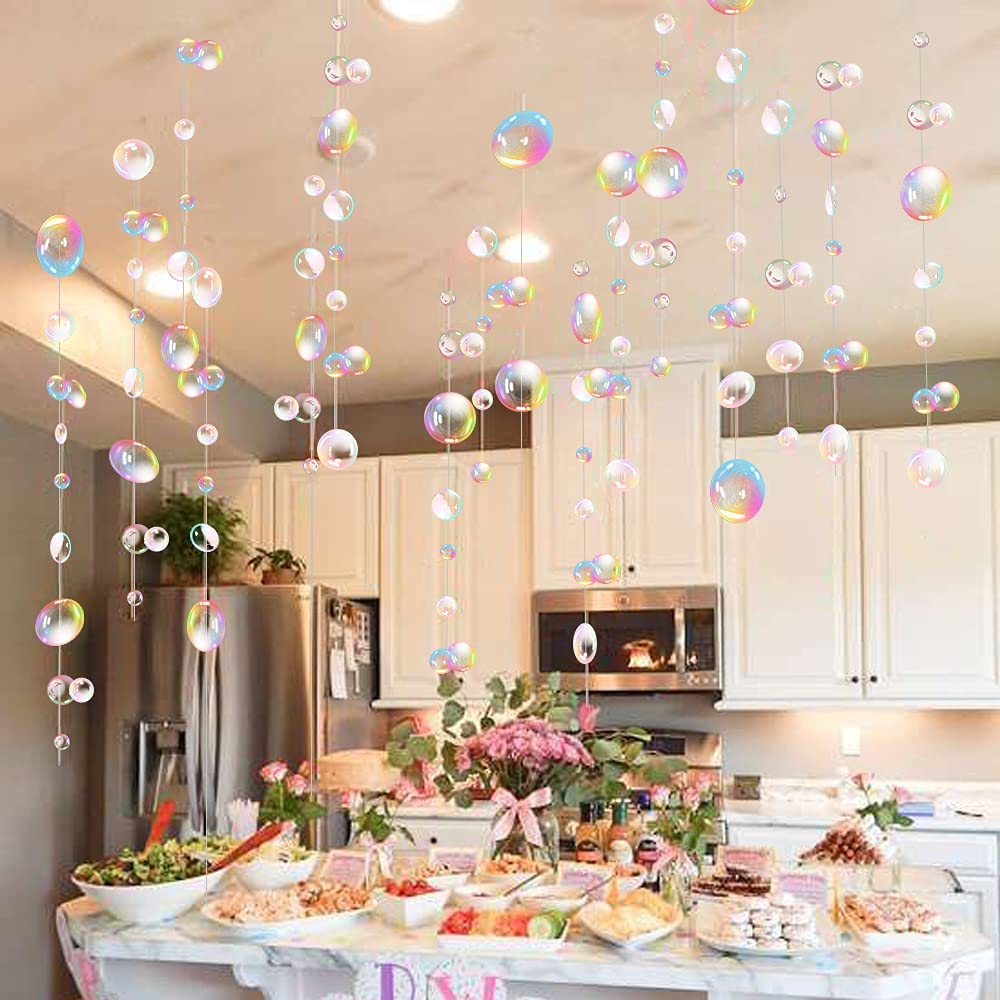 Transparent Bubble Garlands Mermaid Party Decoration Colored Flat Cutouts Hangin