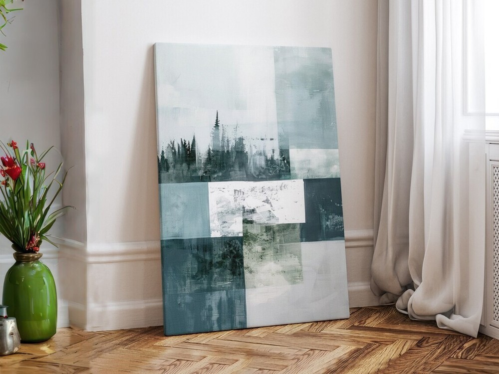 Dark Painting, Shapes Abstract White Unframed Canvas Print Australian Wall Art
