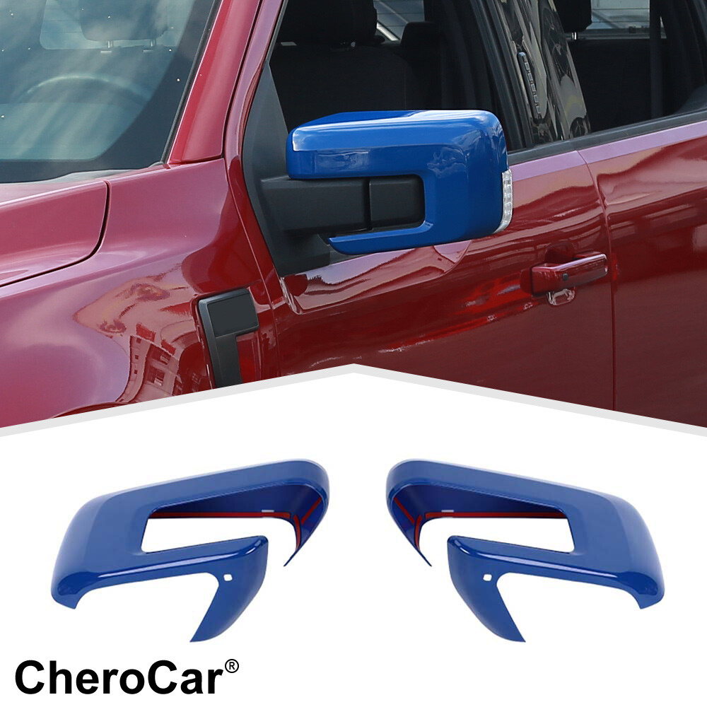 Car Side View Mirror Covers Overlay Kit for 2021+ Ford F150 w/ Turn Signal Light