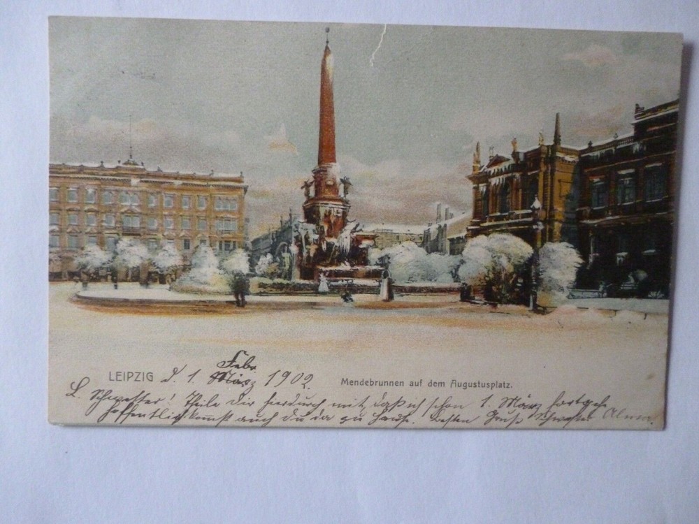 Ansichtskarte Leipzig 1902 Mendebrunnen auf dem Augustusplatz
